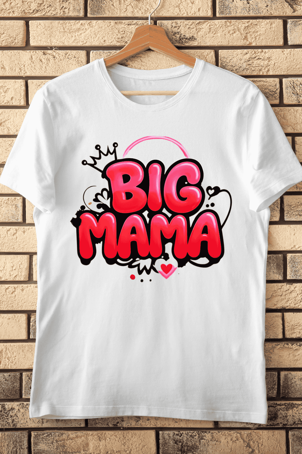 Big Mama Text with Crown T-Shirt Design pinterest preview image.