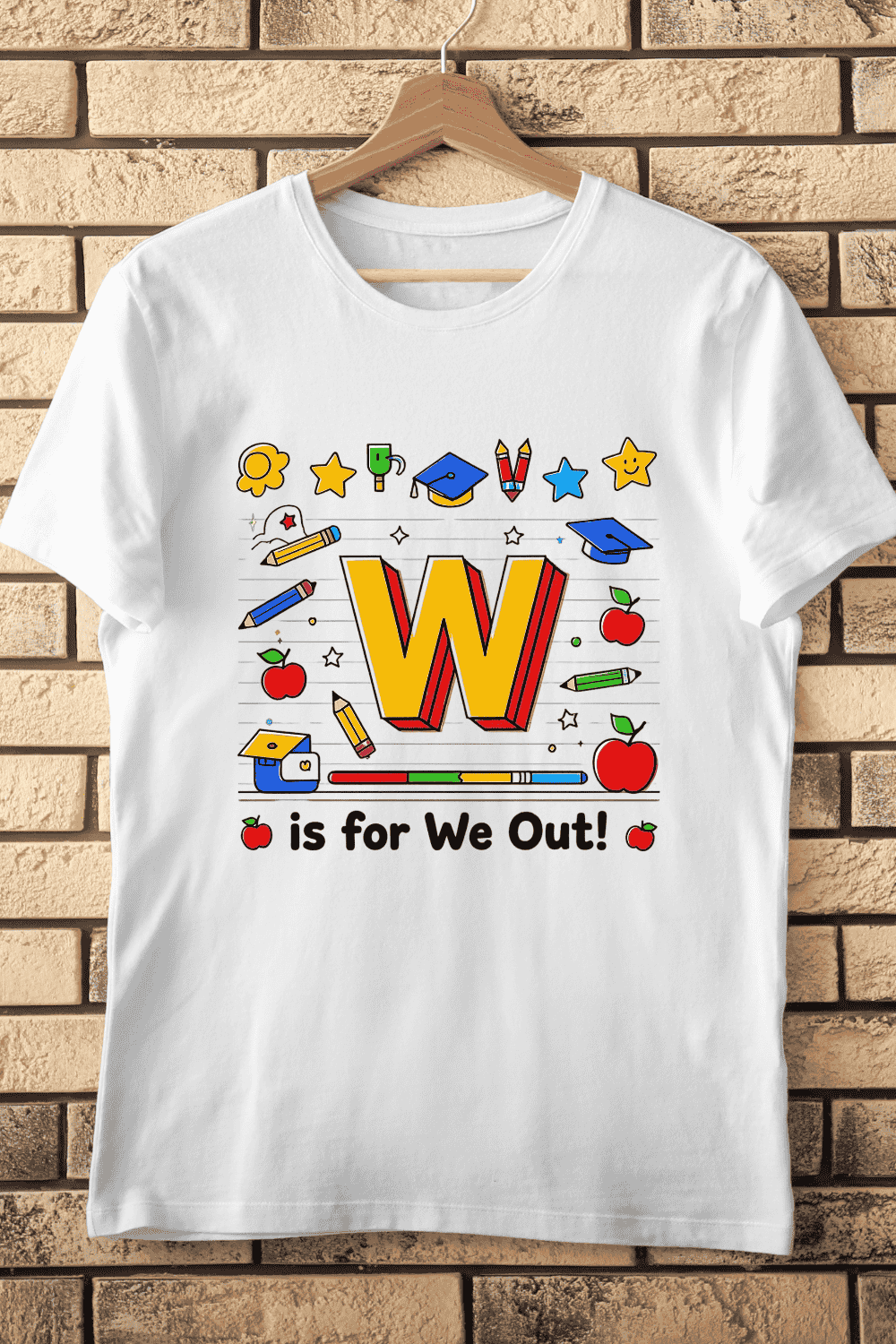 Fun End of School Year Letter W T-Shirt Design pinterest preview image.