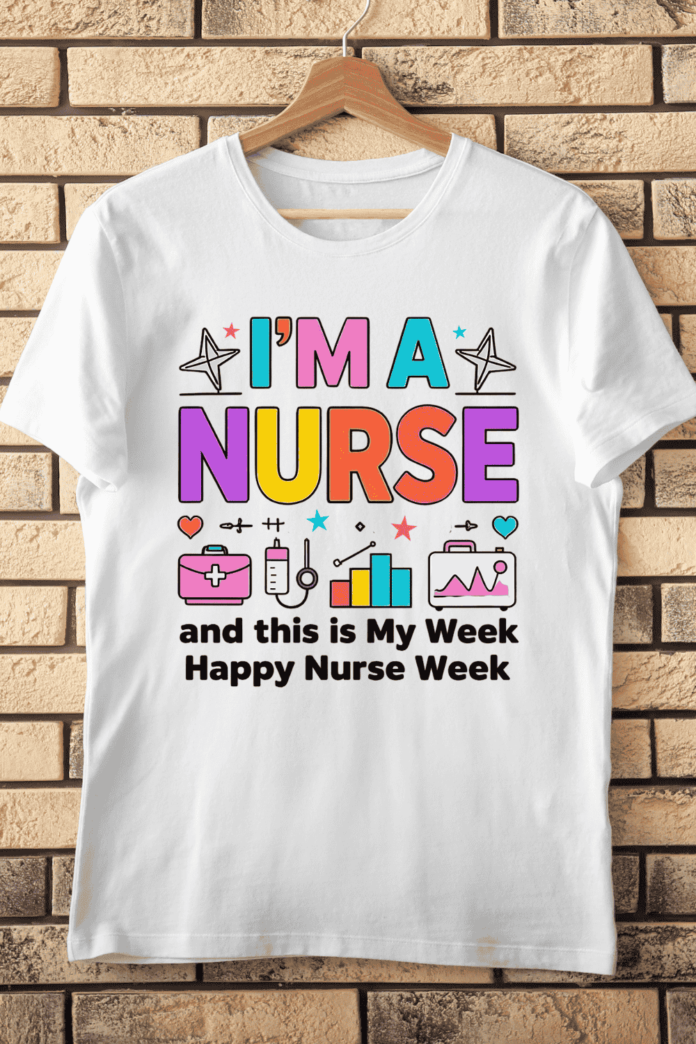 Happy Nurse Week T-Shirt Design pinterest preview image.