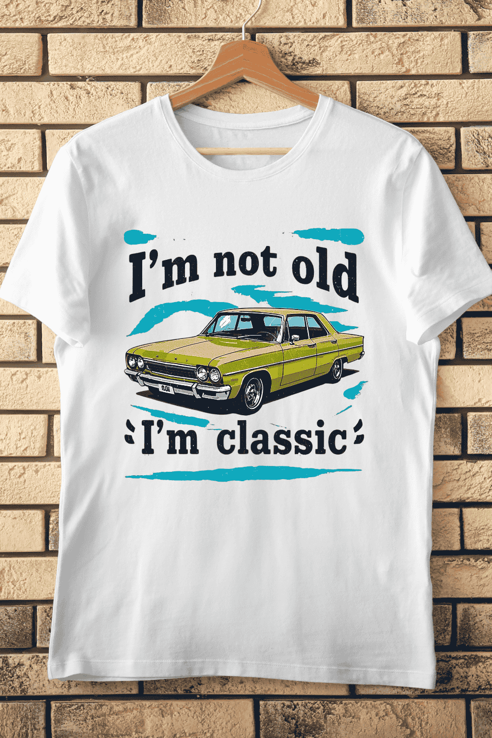 Retro Automobile with Text T-Shirt Design pinterest preview image.