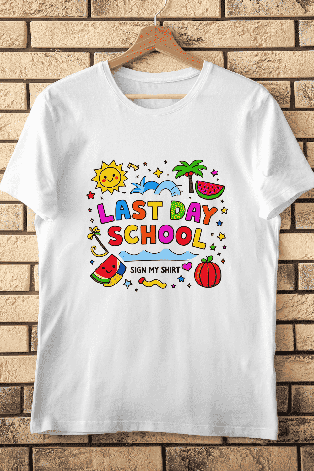 Happy Summer School's Out T-Shirt Design pinterest preview image.