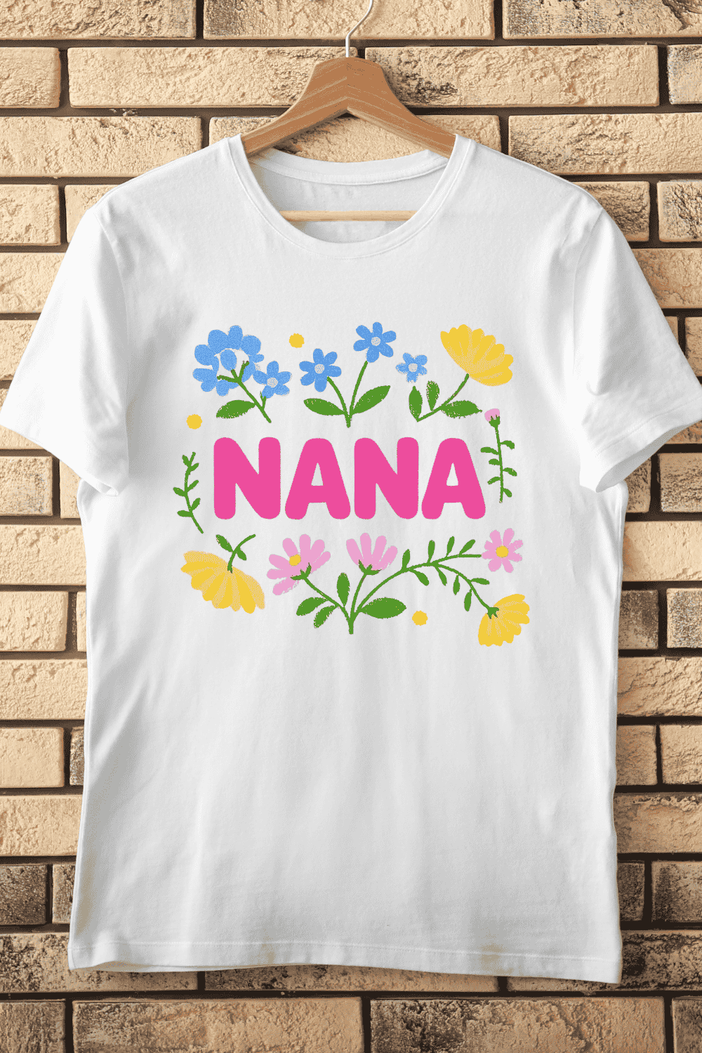 Colorful Nana Flower T-Shirt Design pinterest preview image.