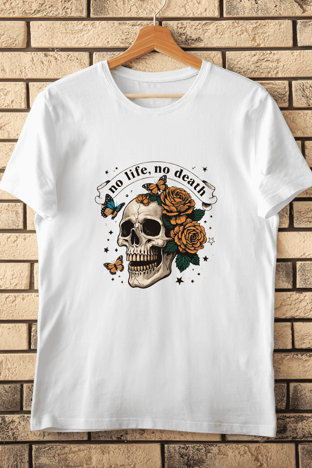 No Life No Death Skull T-Shirt Design pinterest preview image.