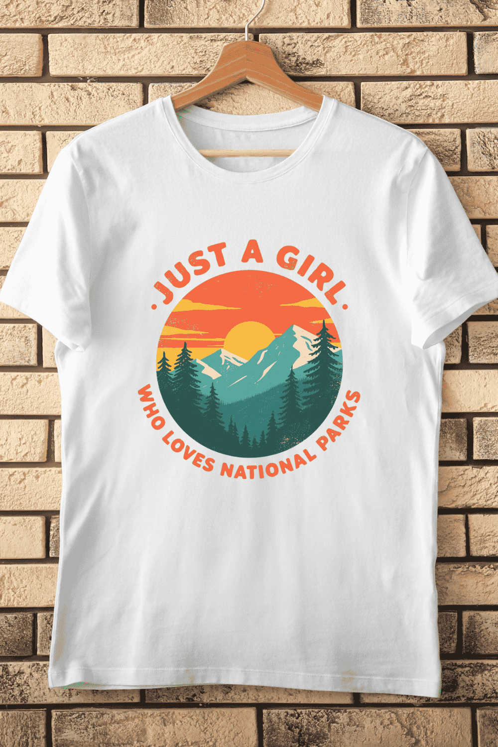 Just a Girl National Parks Adventure T-Shirt Design pinterest preview image.