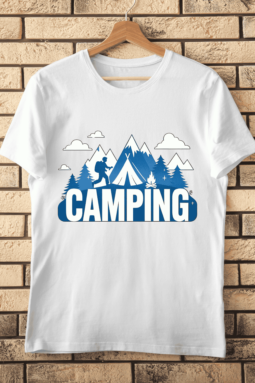 Adventure Camping in the Mountains T-Shirt Design pinterest preview image.