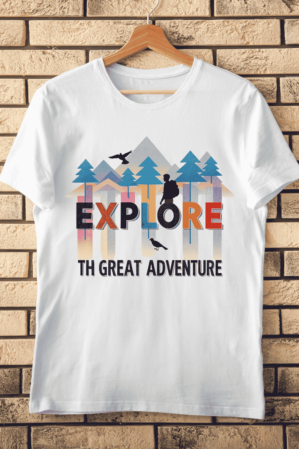 Explore Outdoor Adventure T-Shirt Design pinterest preview image.