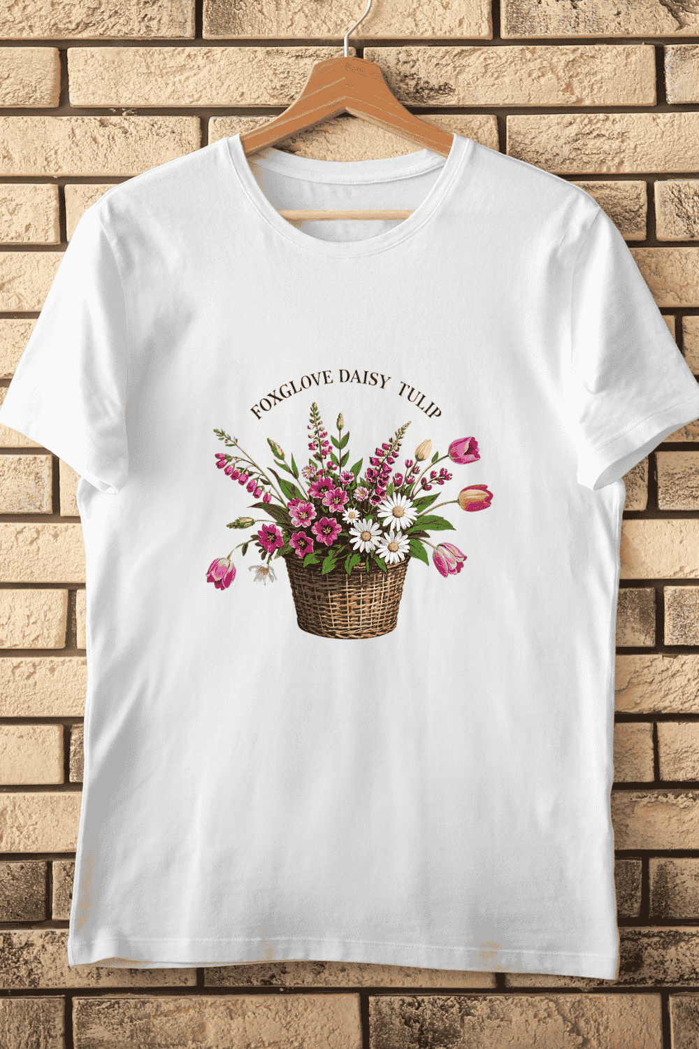 Vintage Floral Bouquet T-Shirt Design pinterest preview image.