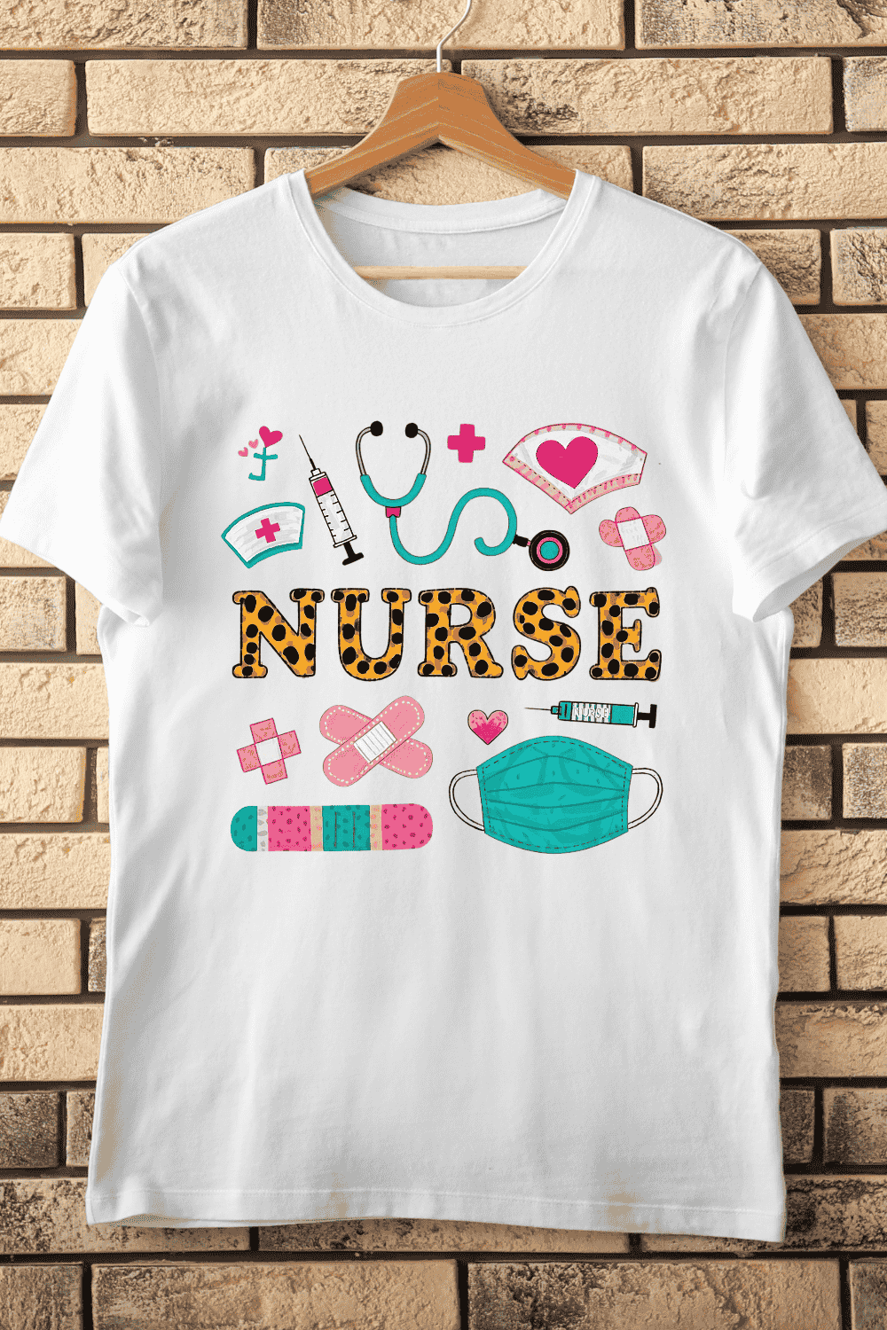 Playful Nurse Themed T-Shirt Design pinterest preview image.