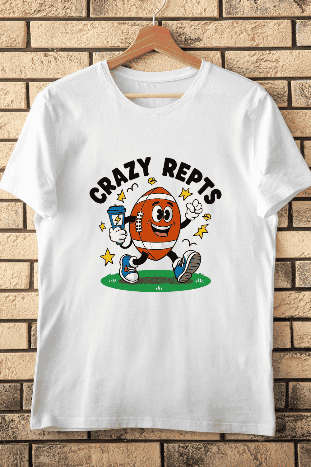 Crazy Repts Football Character T-Shirt Design pinterest preview image.