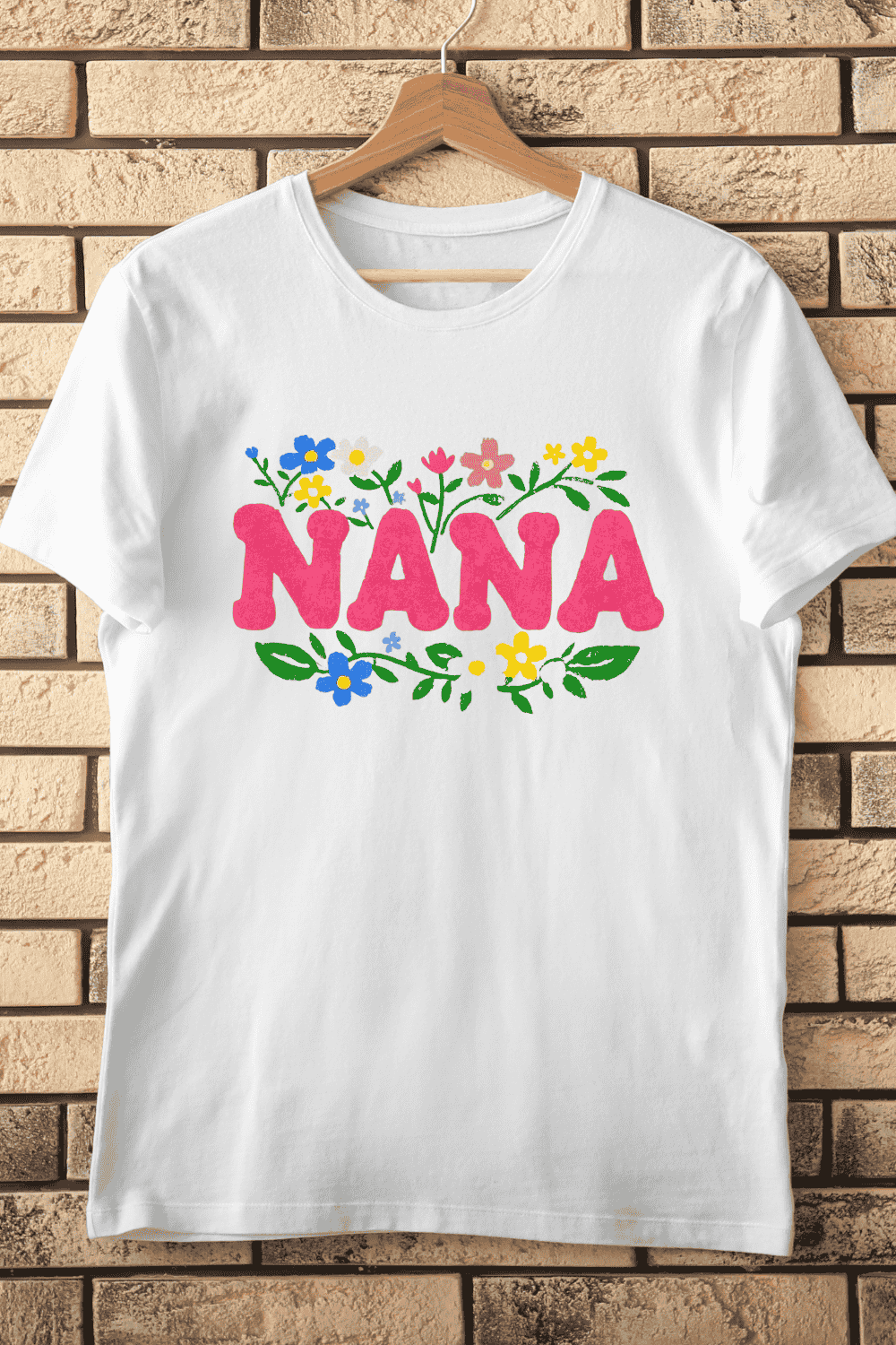 Nana Flower Lettering T-Shirt Design pinterest preview image.