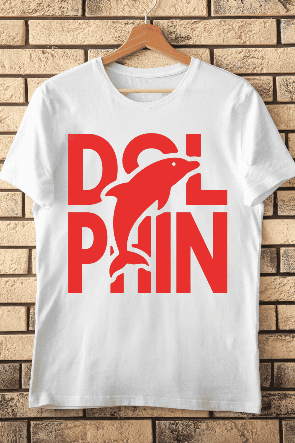 Red Dolphin Text T-Shirt Design pinterest preview image.