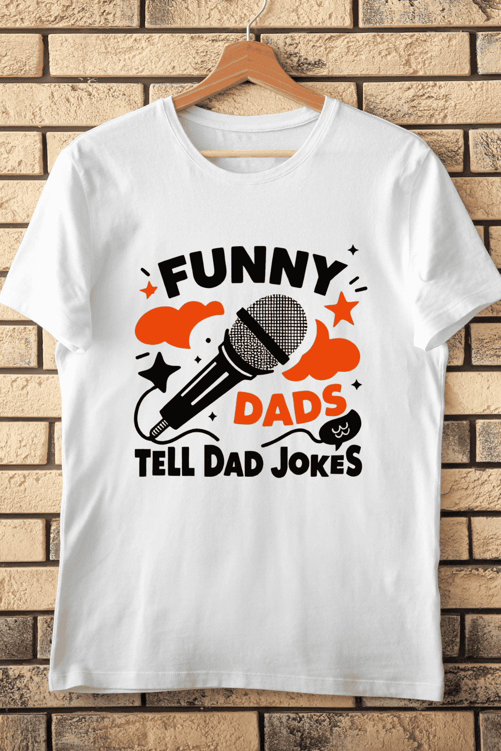 Father's Day Dad Jokes Microphone T-Shirt Design pinterest preview image.