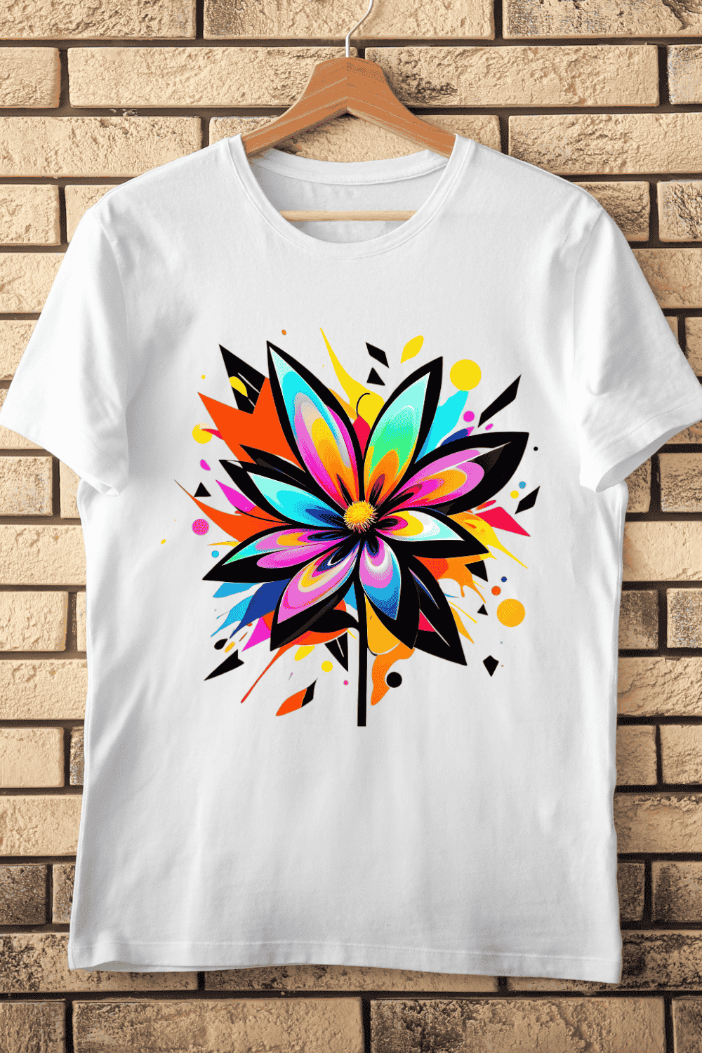 Groovy Psychedelic Bloom Art T-Shirt Design pinterest preview image.