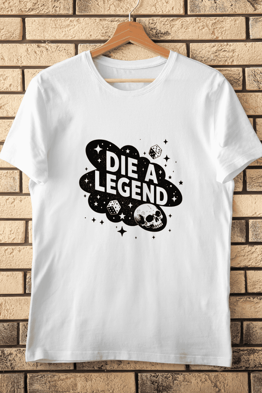 Skull and Dice T-Shirt Design pinterest preview image.