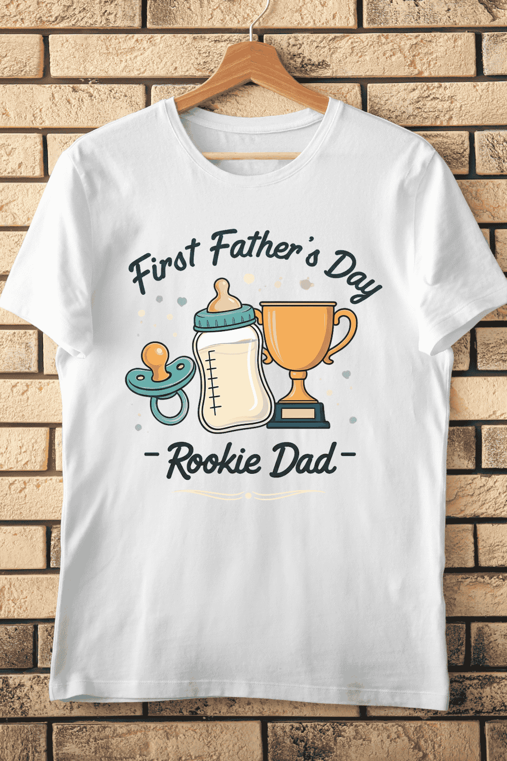First Father's Day Rookie Dad T-Shirt Design pinterest preview image.