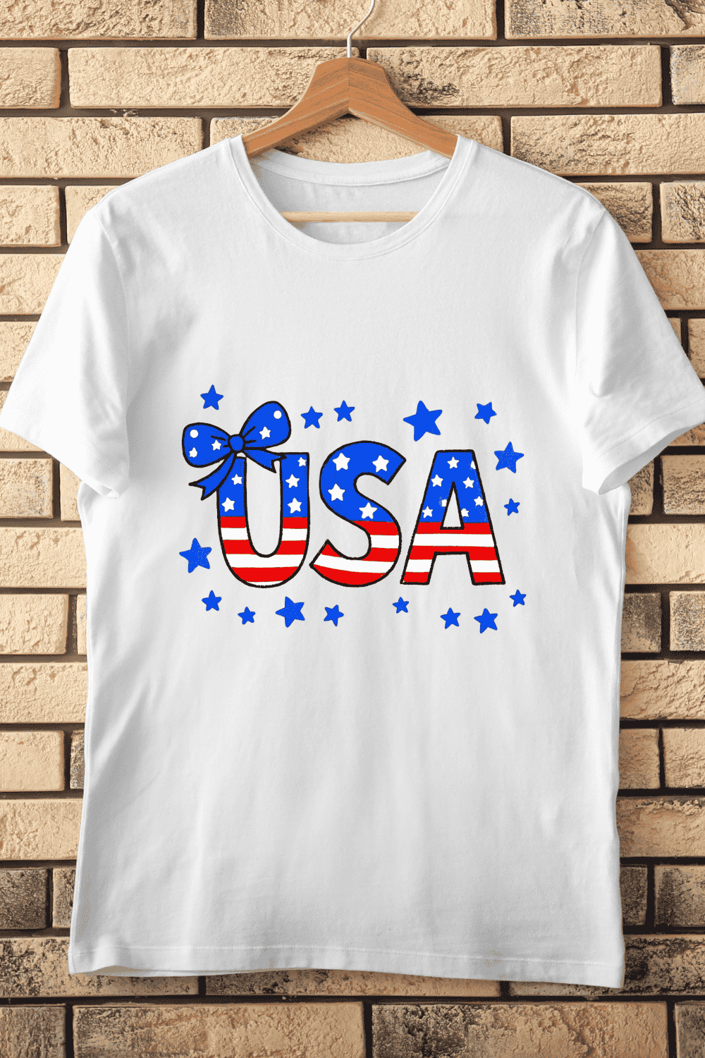 USA Stars and Stripes T-Shirt Design pinterest preview image.