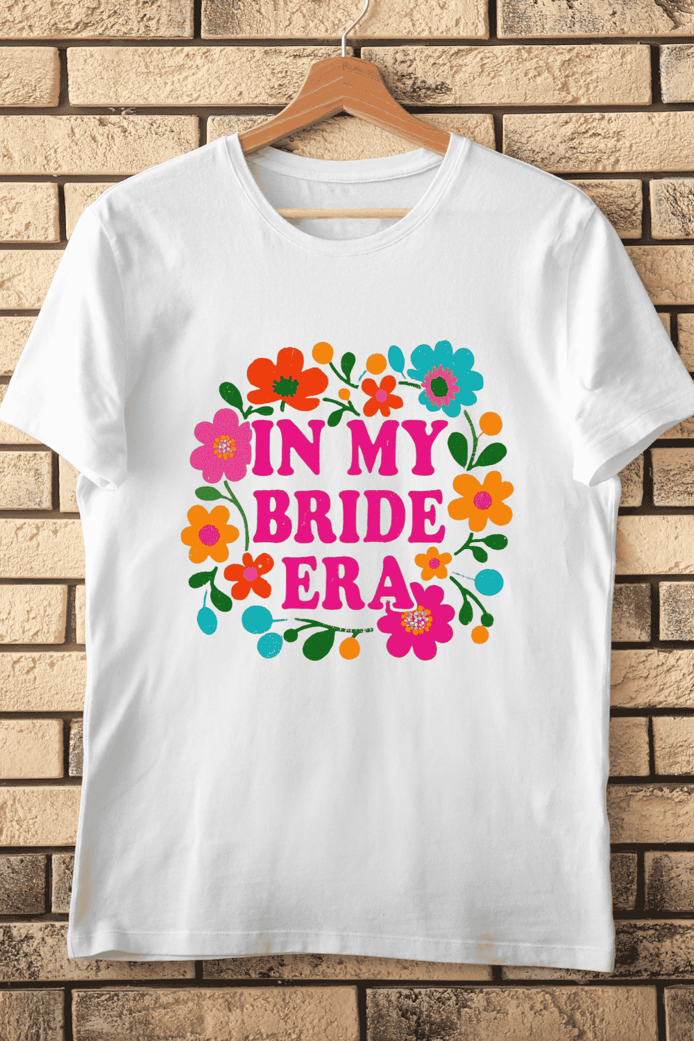 Bride Era Flowers T-Shirt Design pinterest preview image.