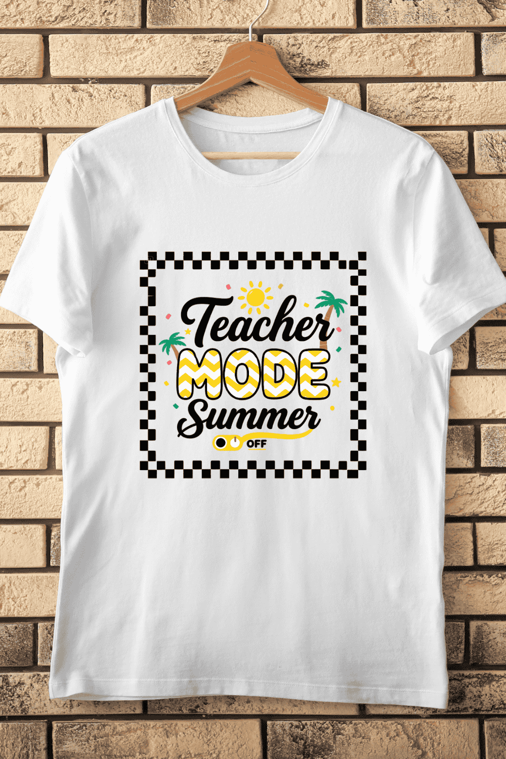 Teacher Mode Summer Off T-Shirt Design pinterest preview image.