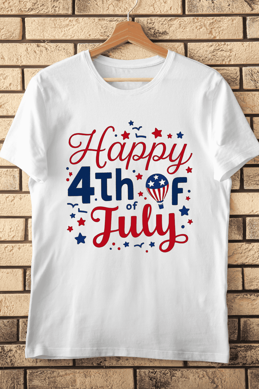 Happy 4th of July T-Shirt Design pinterest preview image.