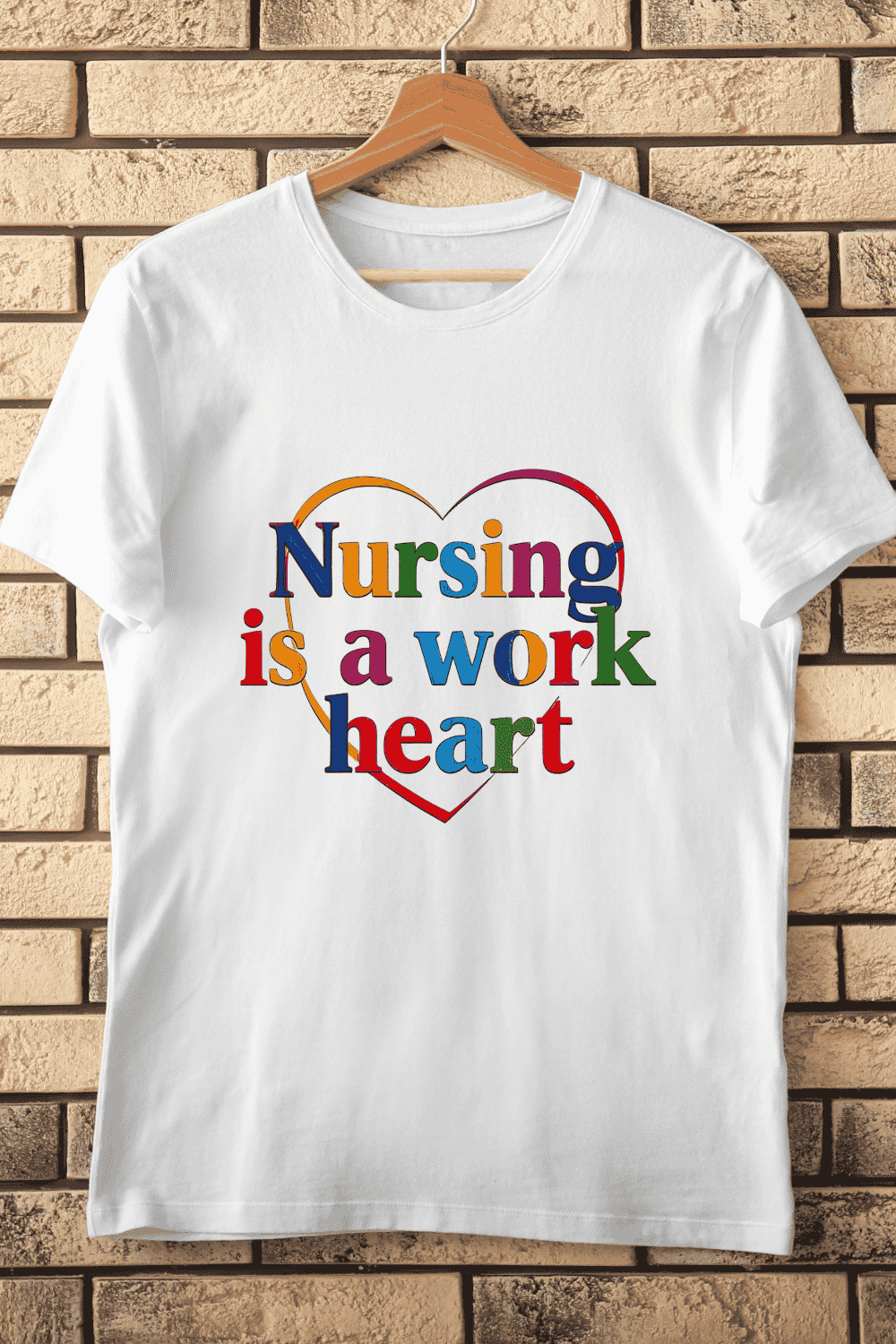 Nursing Love and Care Colorful T-Shirt Design pinterest preview image.