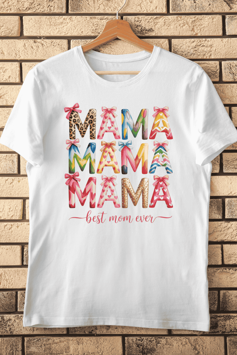 Colorful Mama Best Mom Ever T-Shirt Design pinterest preview image.