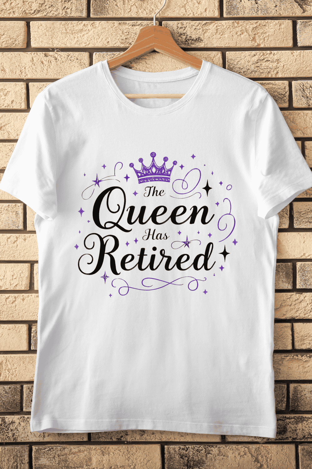 Retirement Celebration Crown T-Shirt Design pinterest preview image.