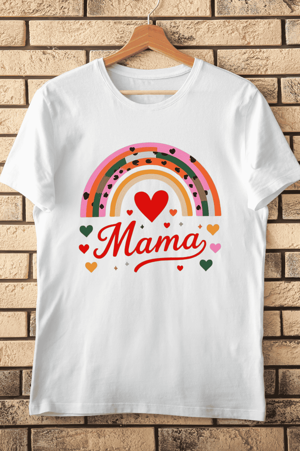 Rainbow Mama Heart T-Shirt Design pinterest preview image.