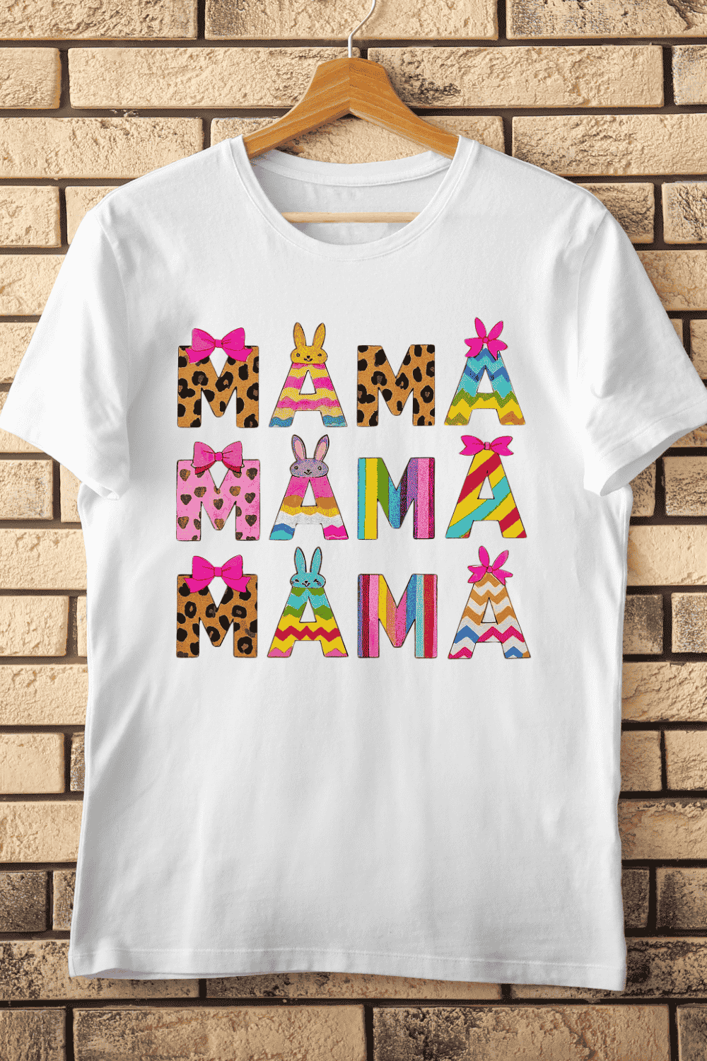 Decorative Mama Typography with Bows T-Shirt Design pinterest preview image.
