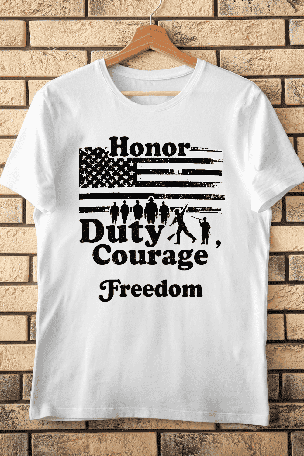 American Flag Soldiers Patriotic T-Shirt Design pinterest preview image.