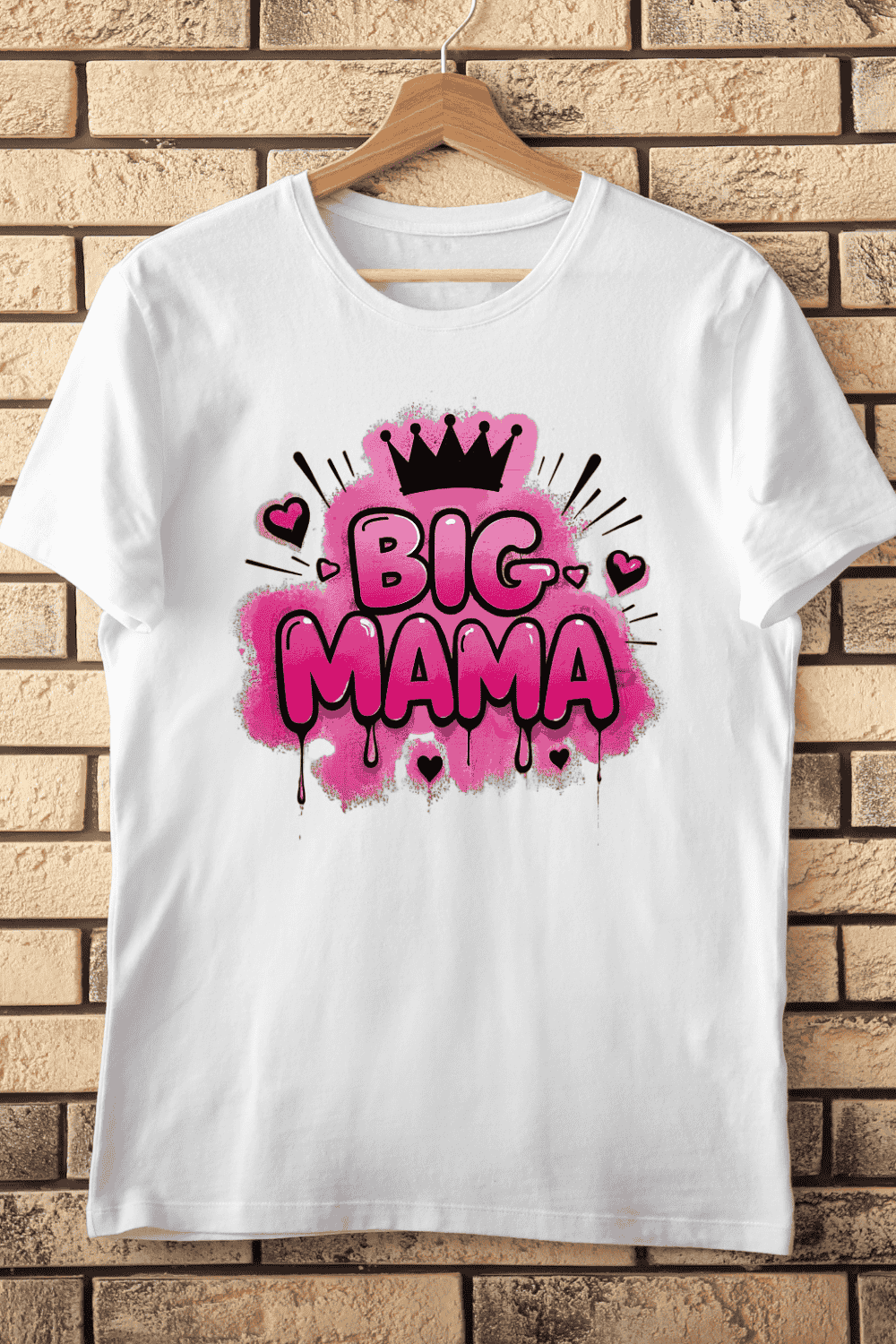 Big Mama Crown Heart Graffiti T-Shirt Design pinterest preview image.