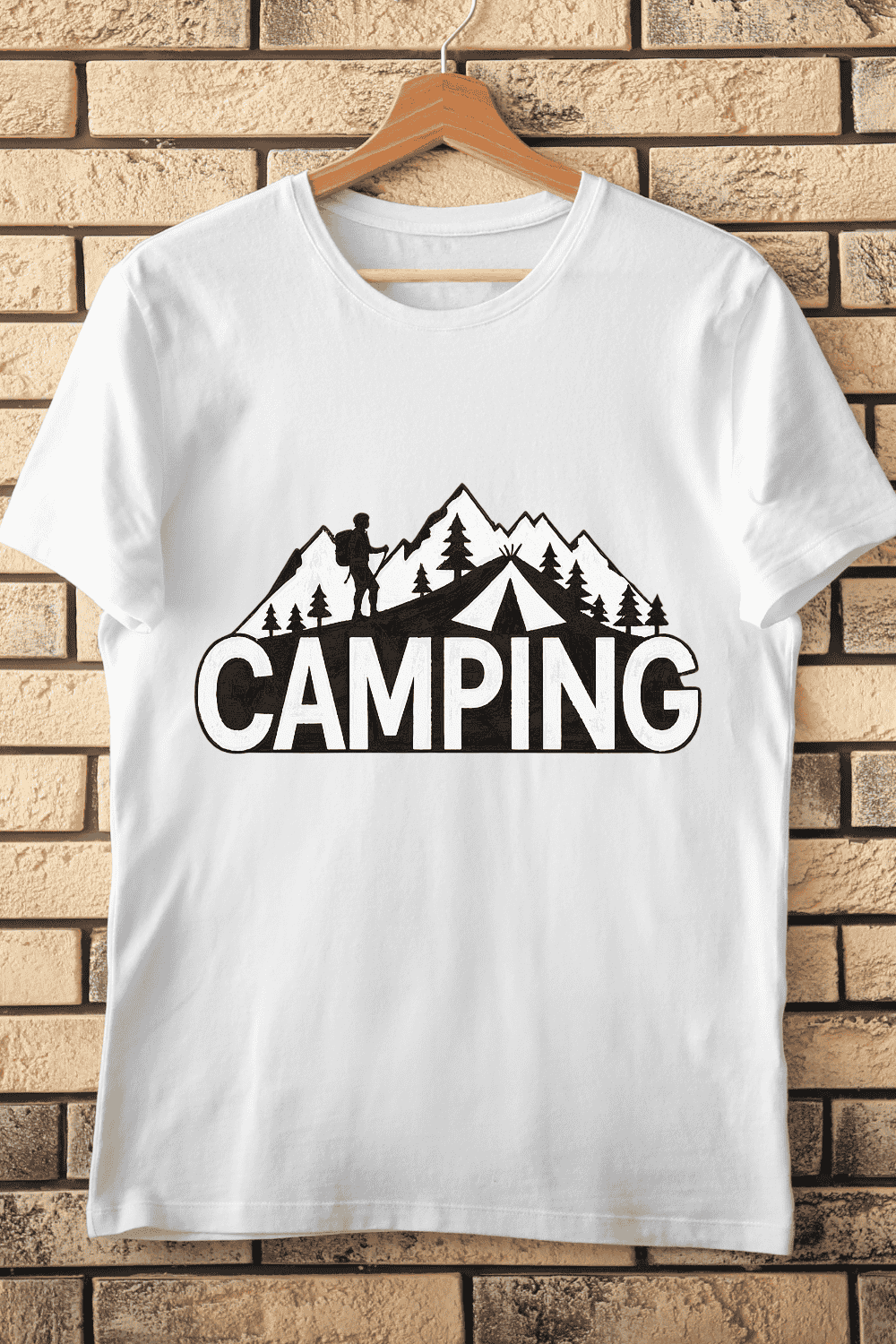 Camping Adventure in the Mountains T-Shirt Design pinterest preview image.