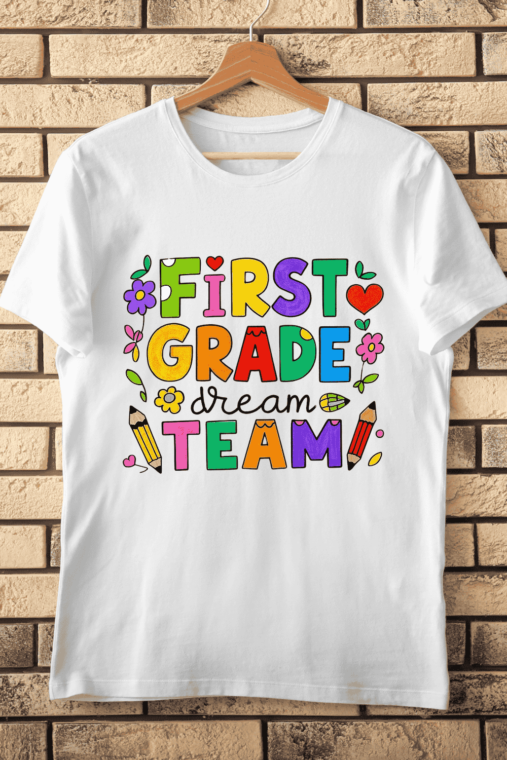 Cute Back to School Typography T-Shirt Design pinterest preview image.