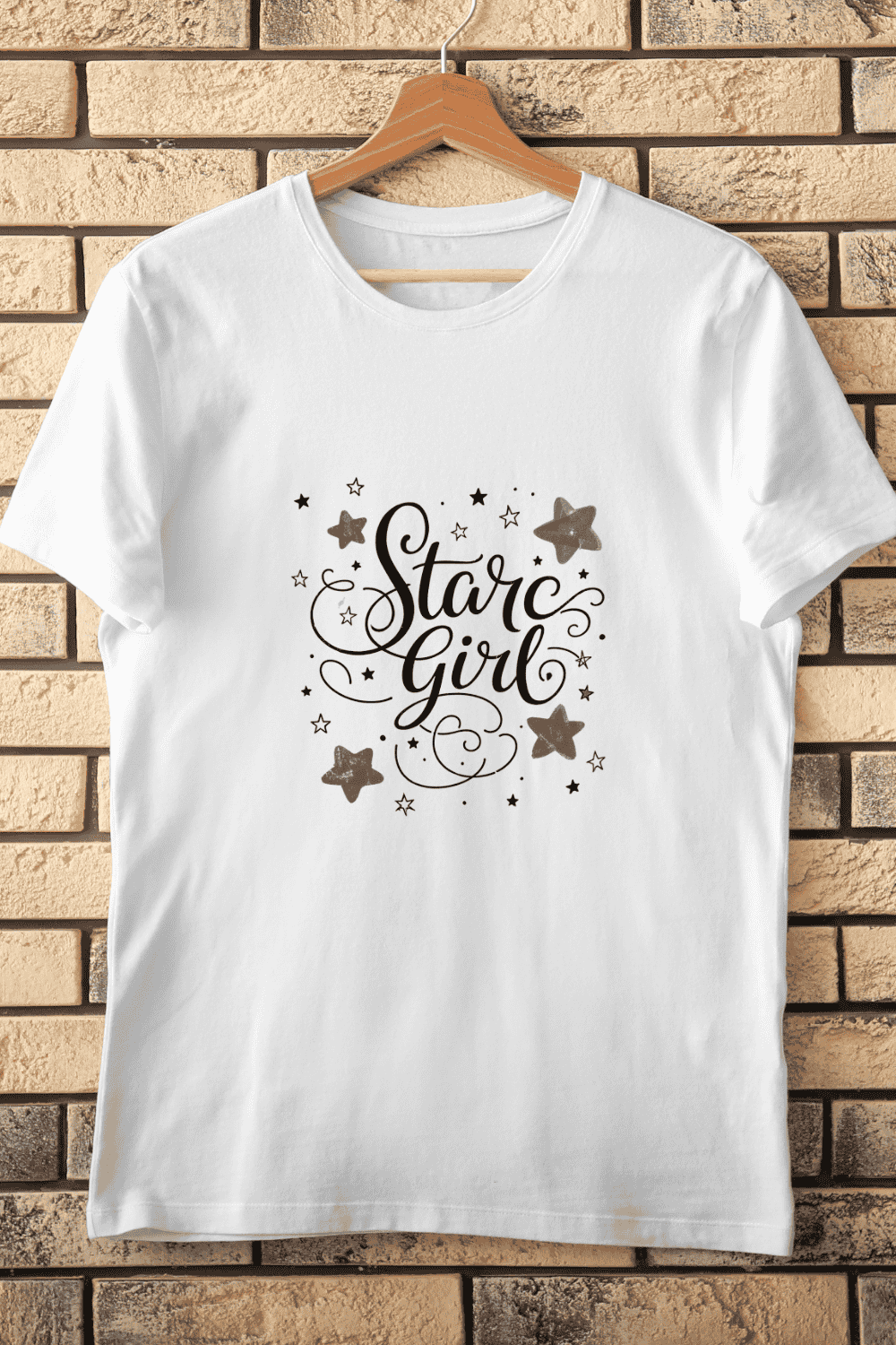 Cosmic Star Girl T-Shirt Design pinterest preview image.