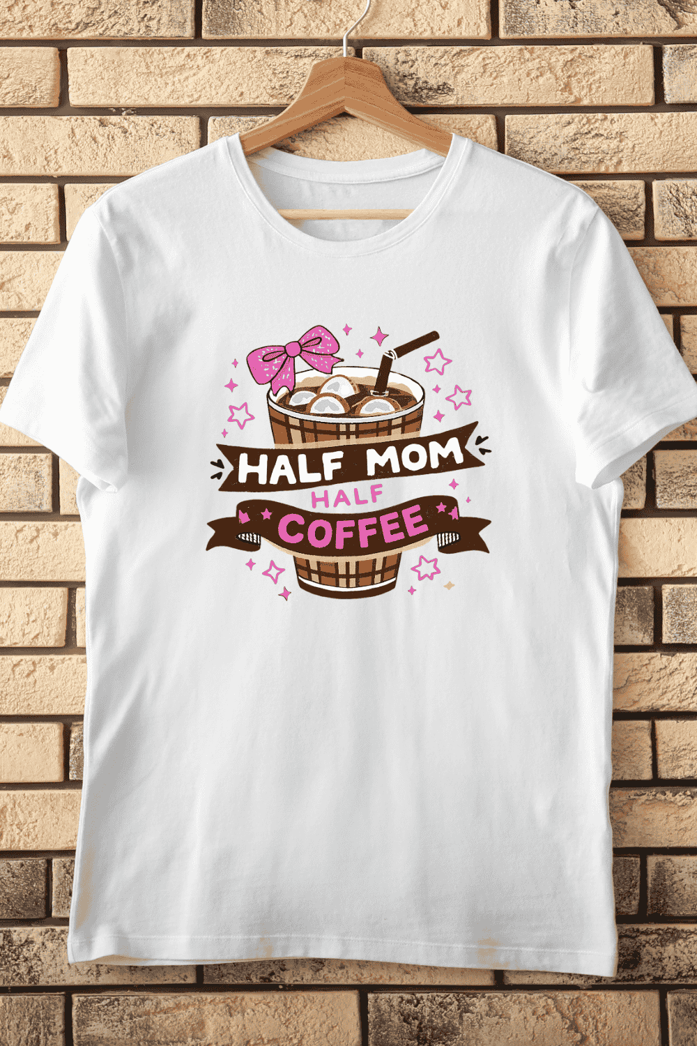 Coffee Loving Mom Racing T-Shirt Design pinterest preview image.