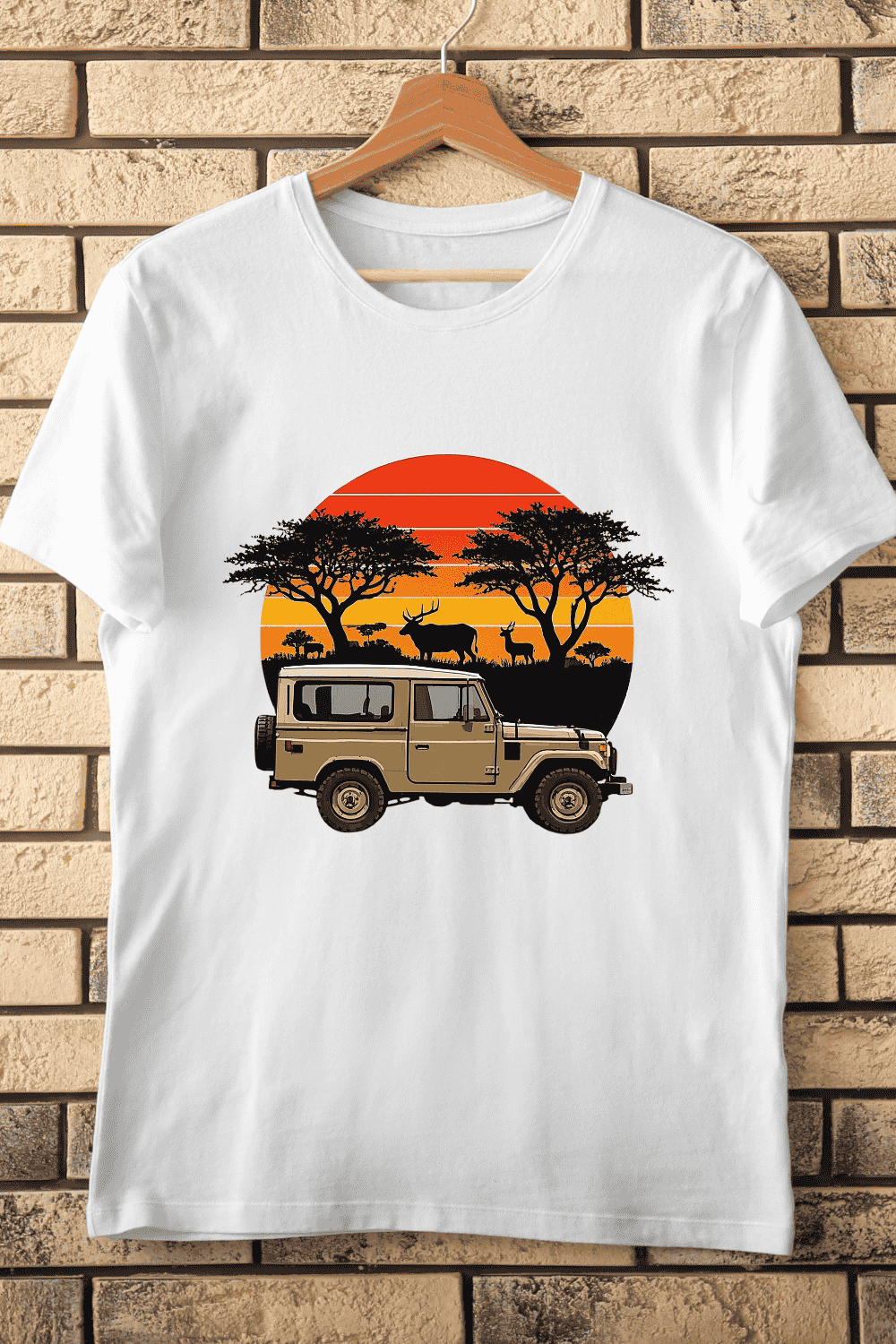 Retro Adventure Car T-Shirt Design pinterest preview image.