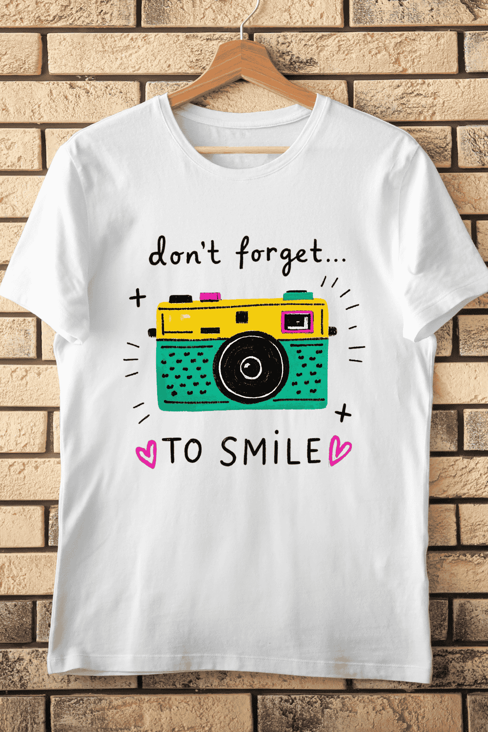 Smile It's Your Birthday! Cute Camera T-Shirt Design pinterest preview image.