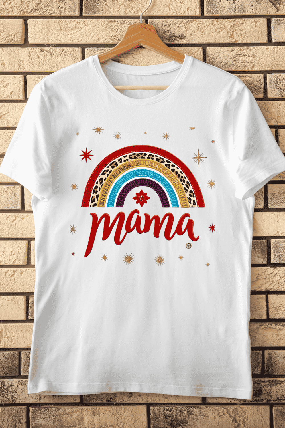 Colorful Mama with Hearts T-Shirt Design pinterest preview image.