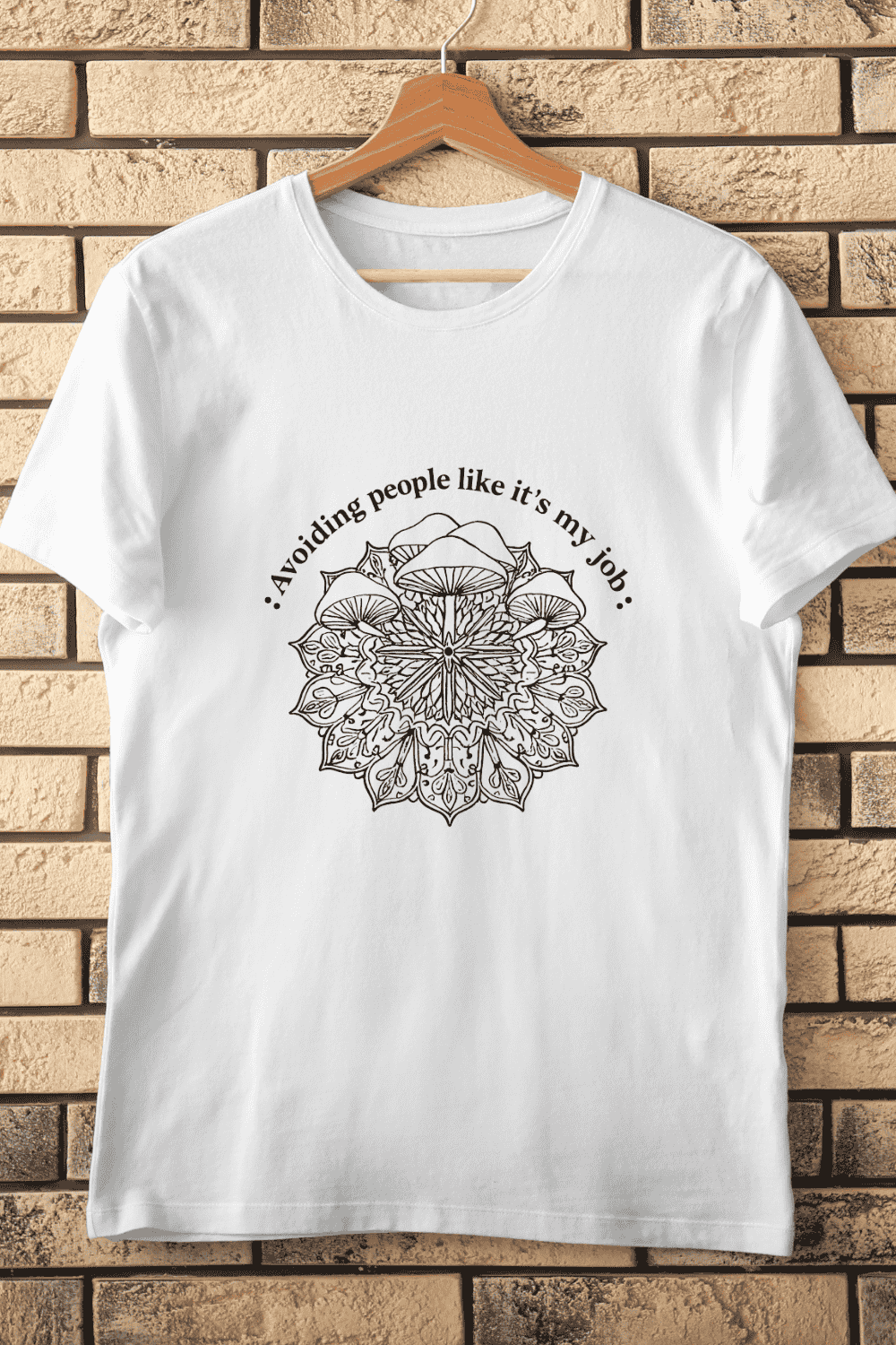 Avoiding People Mushroom Mandala T-Shirt Design pinterest preview image.
