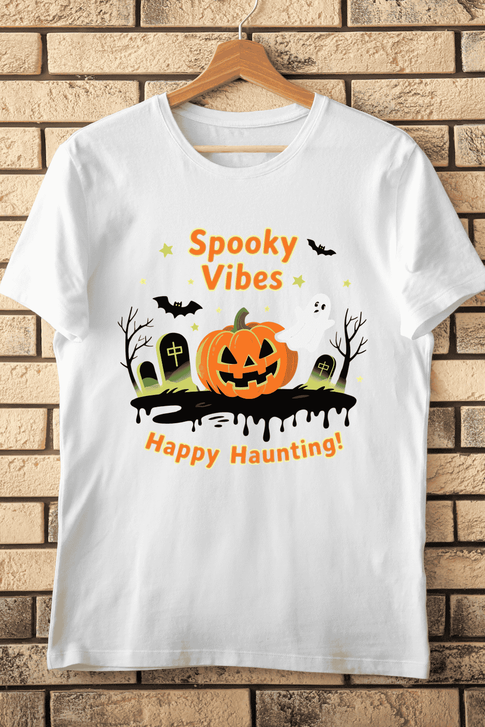 Spooky Vibes T-Shirt Design pinterest preview image.