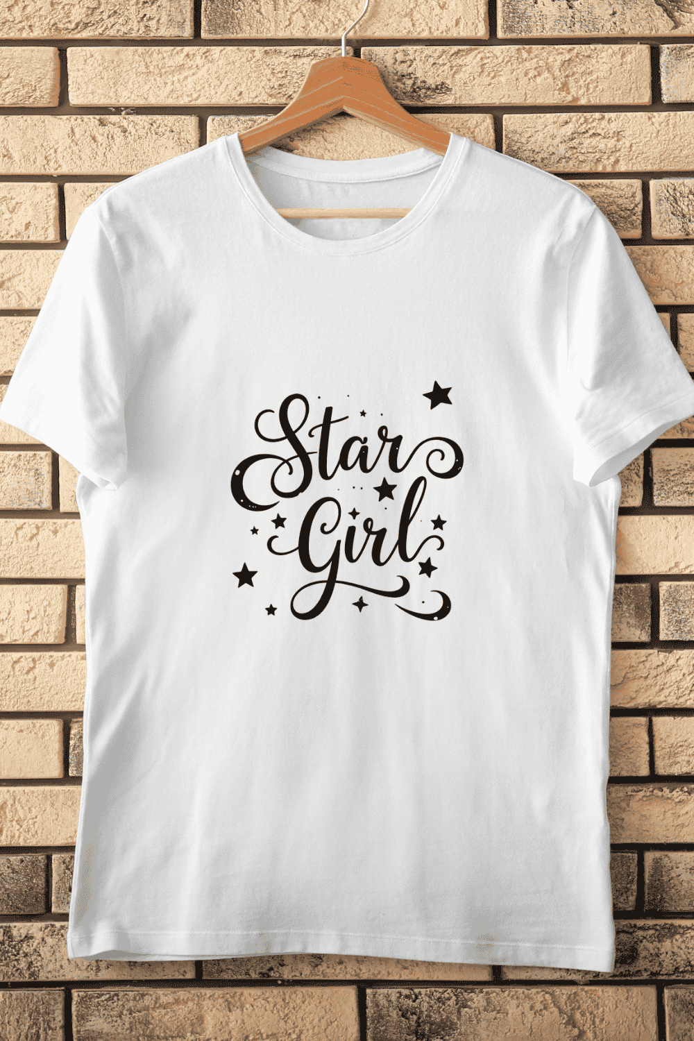 Star Girl Script Text T-Shirt Design pinterest preview image.