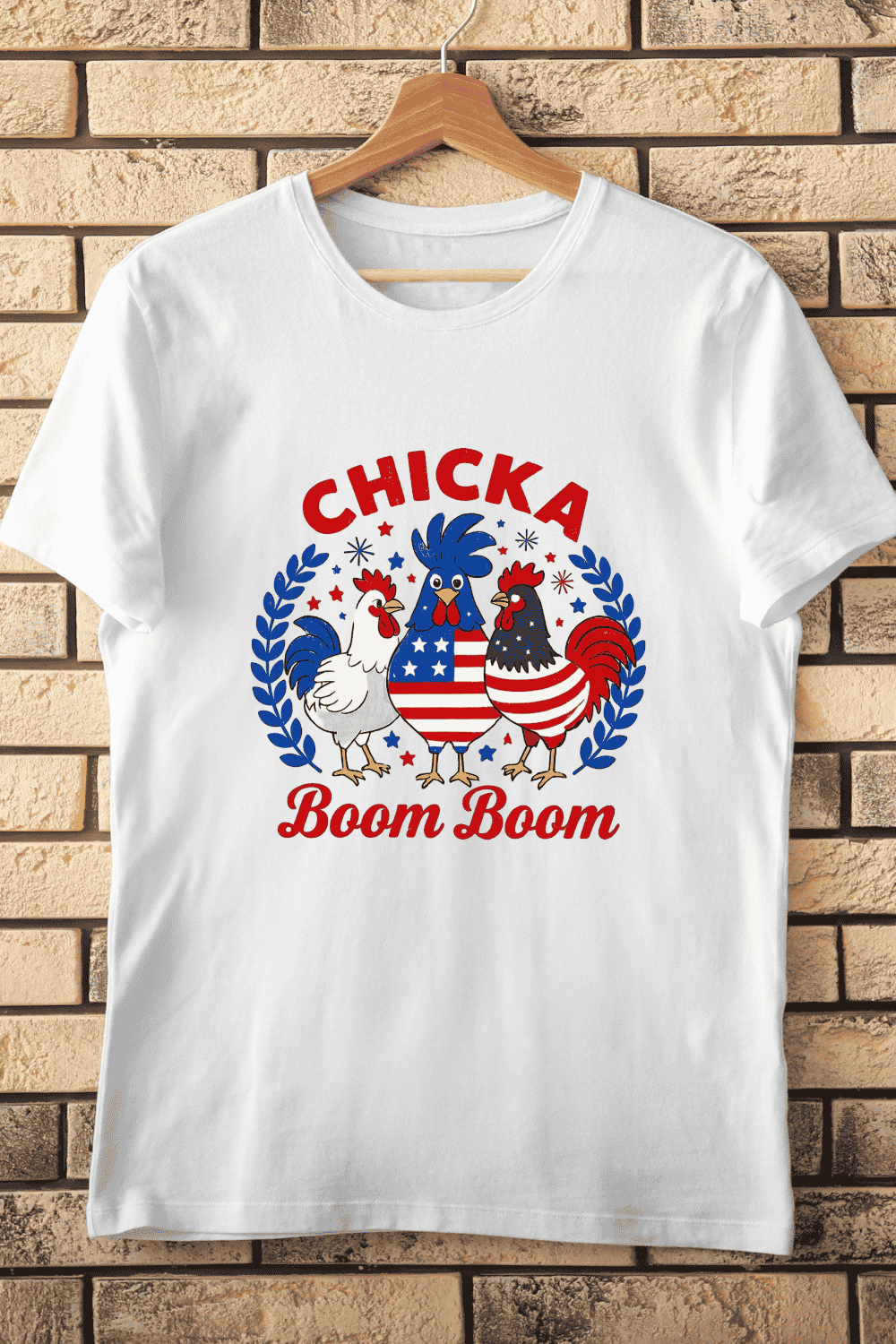 American Flag Chicka Boom Boom T-Shirt Design pinterest preview image.