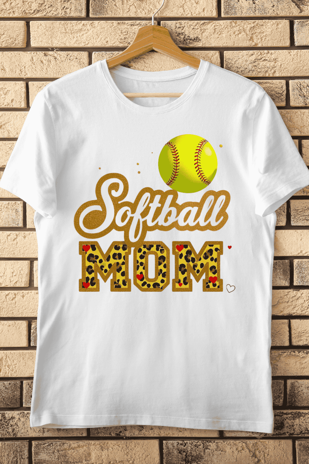 Leopard Softball Mom T-Shirt Design pinterest preview image.