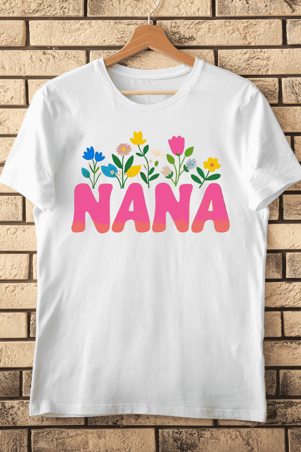 Floral Nana Typography T-Shirt Design pinterest preview image.