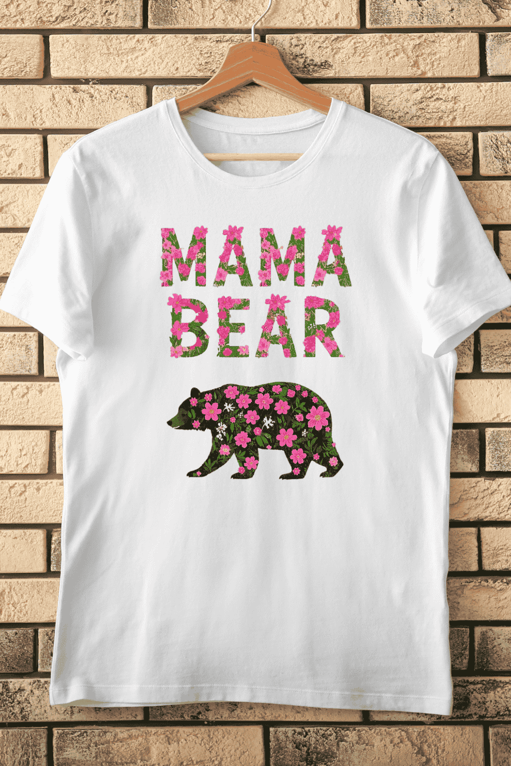 Cute Mama Bear Floral T-Shirt Design pinterest preview image.