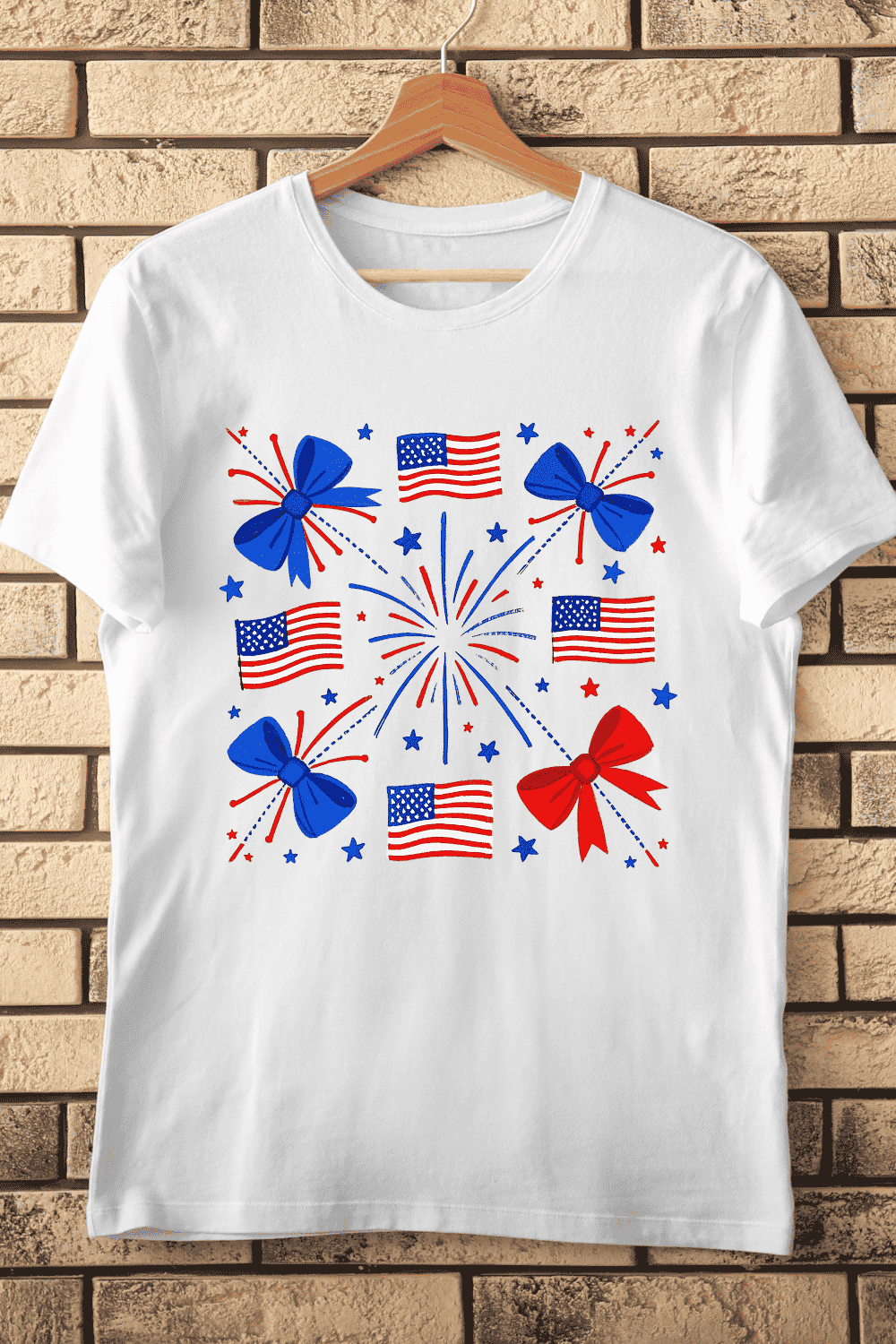 Patriotic Firework T-Shirt Design pinterest preview image.