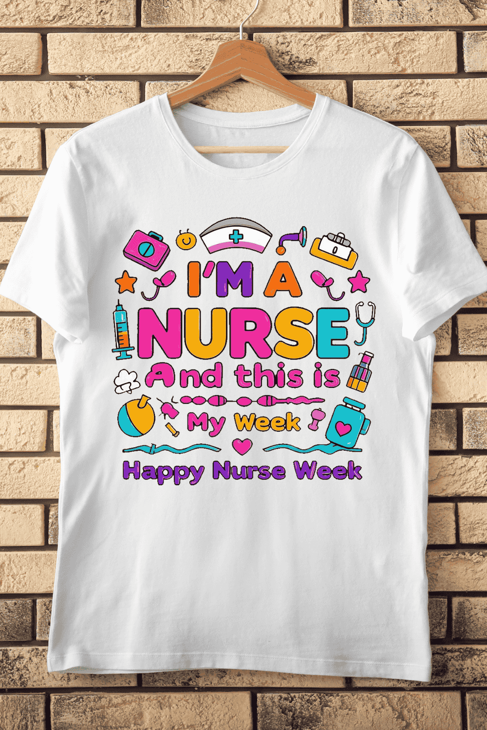 Nurse Profession Celebration T-Shirt Design pinterest preview image.