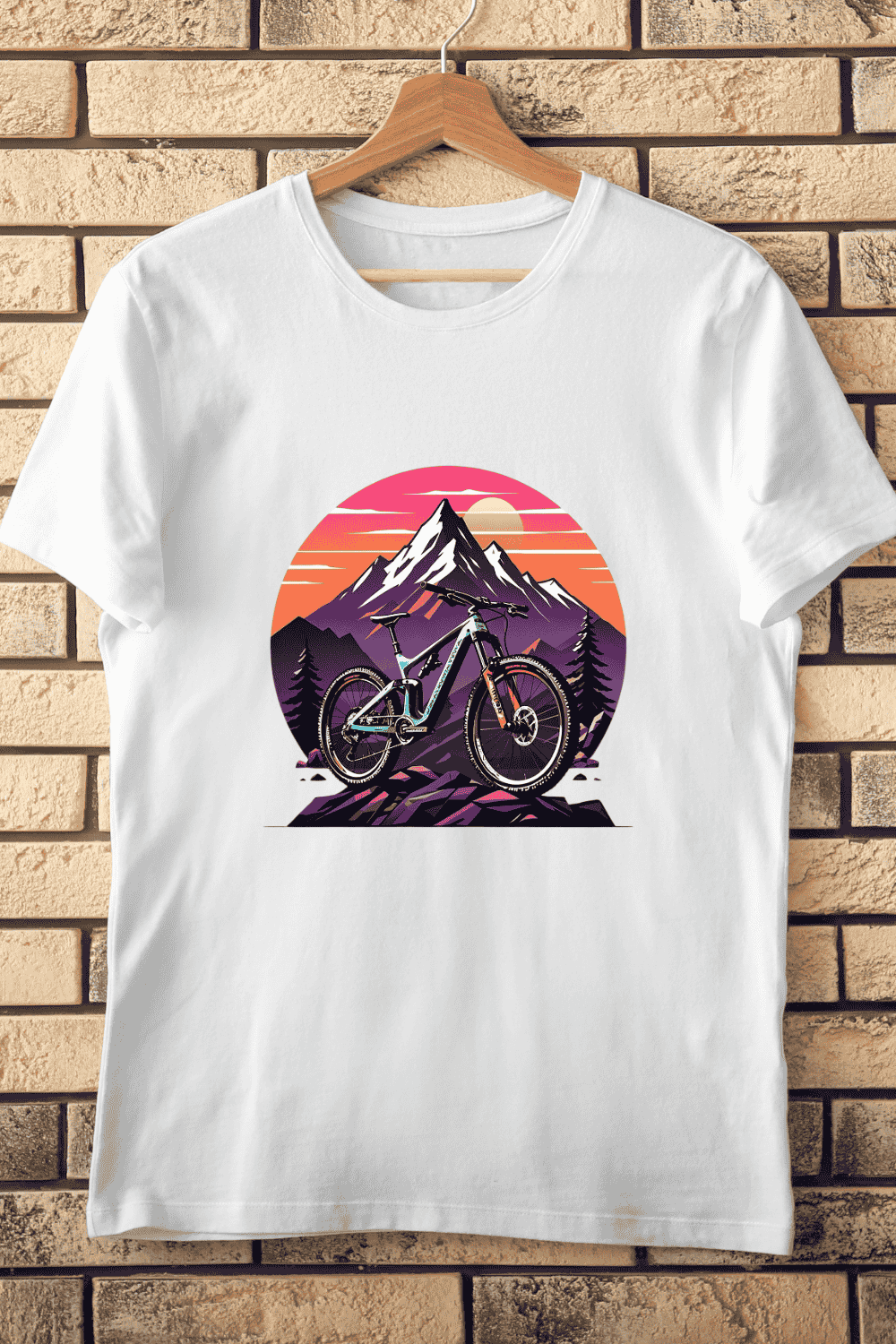 Adventure Biking in the Mountains T-Shirt Design pinterest preview image.