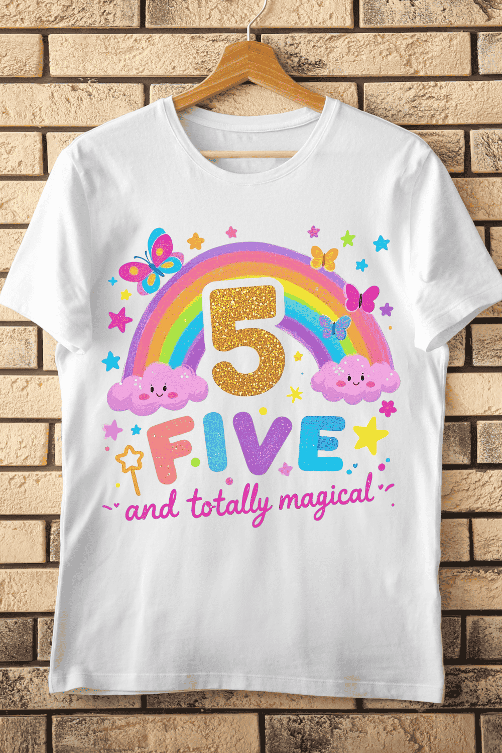 Five Years Old Birthday T-Shirt Design pinterest preview image.
