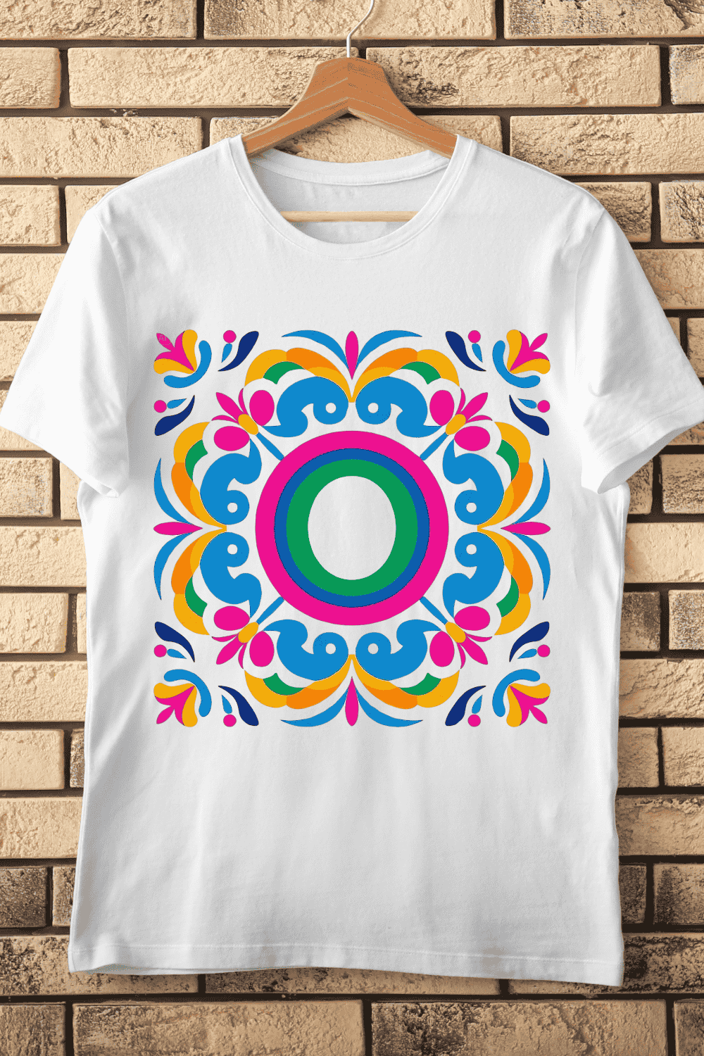 O With Colorful Abstract Geometric T-Shirt Design pinterest preview image.