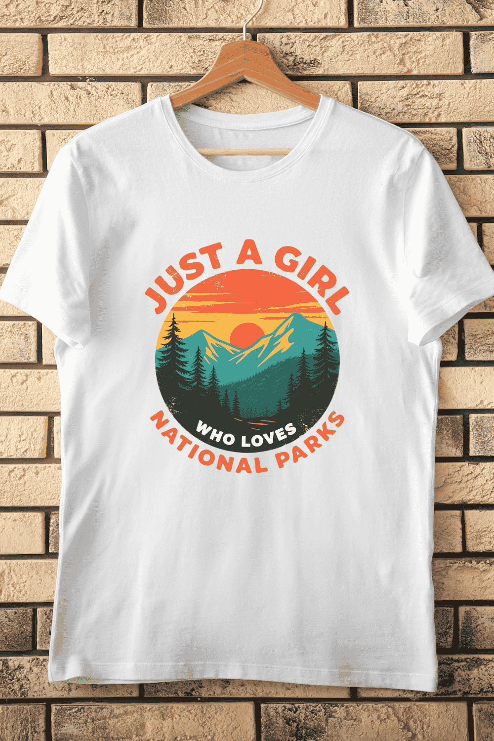 National Parks Girl Retro T-Shirt Design pinterest preview image.